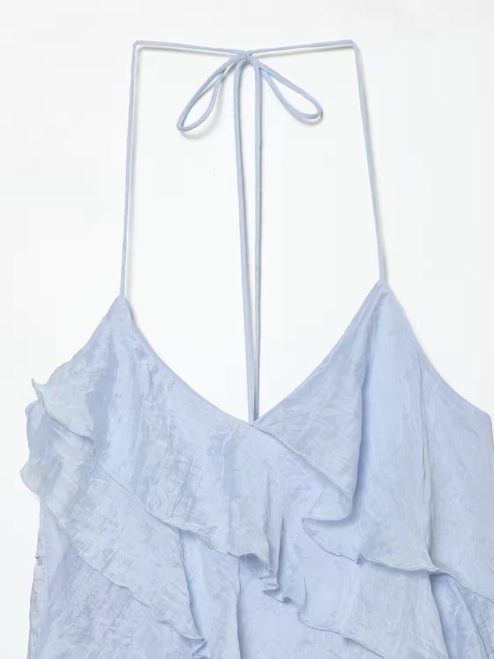Light Blue Ruffled Spaghetti-Strap Dress - Picture 3 of 4